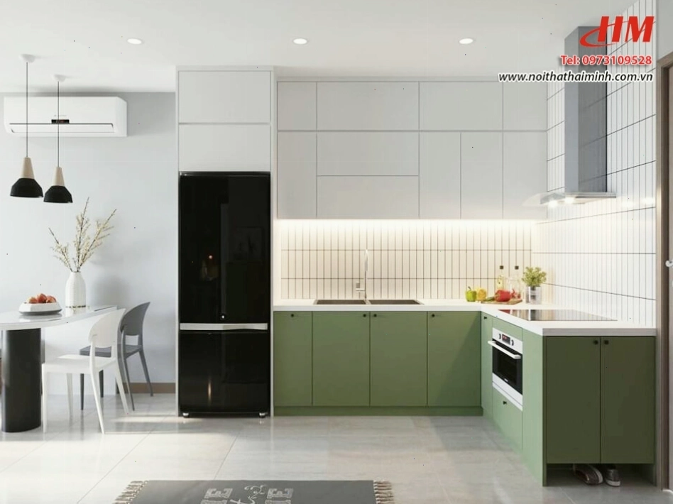 Tủ bếp chữ L đẹp, hiện đại, tối ưu không gian