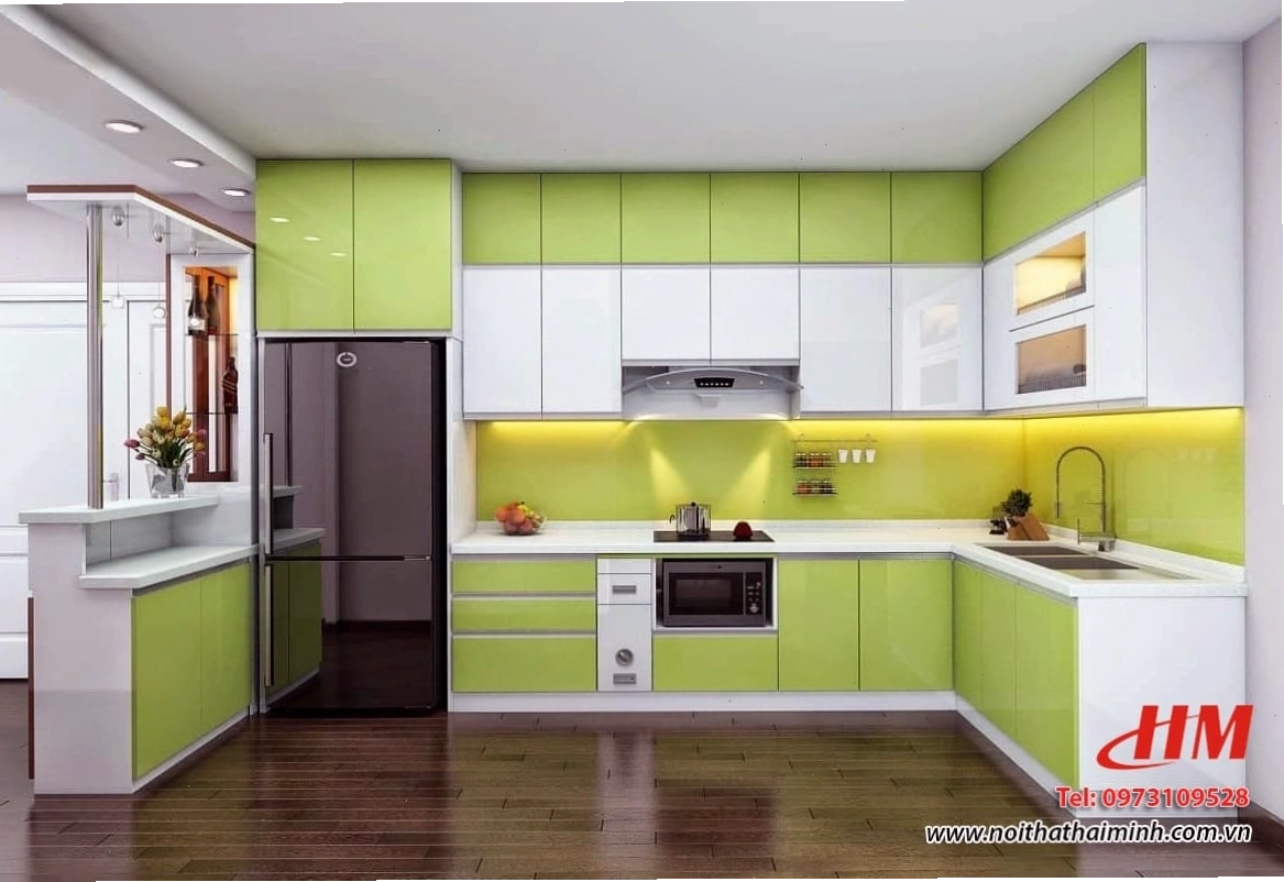 Tủ bếp chữ U đẹp, hiện đại và tiện nghi
