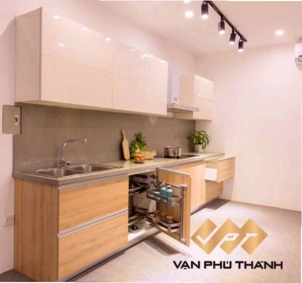 Tủ bếp đa năng hiện đại với bề mặt Acrylic bóng gương