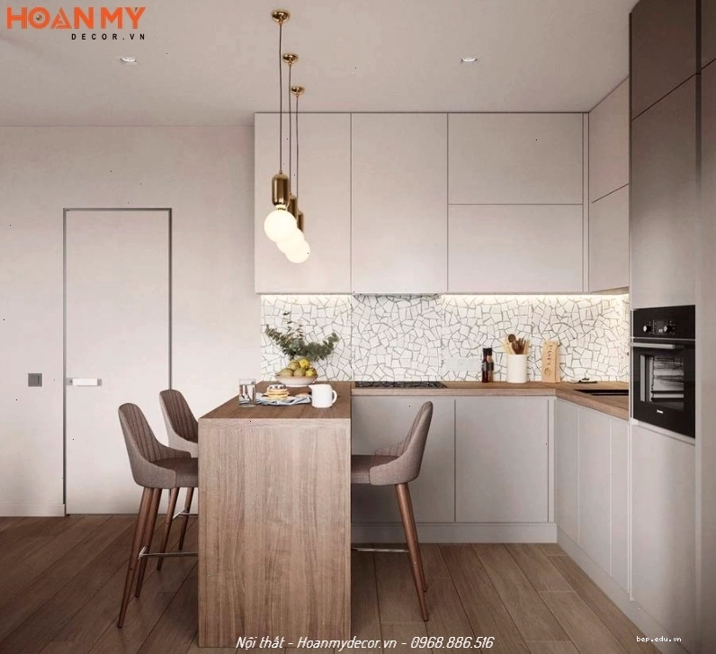 Tủ bếp gỗ công nghiệp MDF lõi xanh chống ẩm phủ Melamine