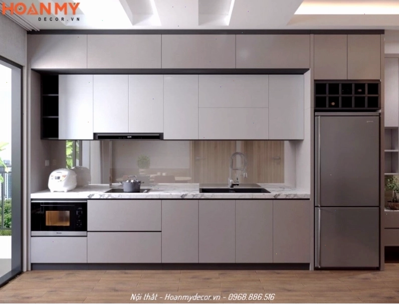 Tủ bếp gỗ công nghiệp MDF phủ Melamine An Cường