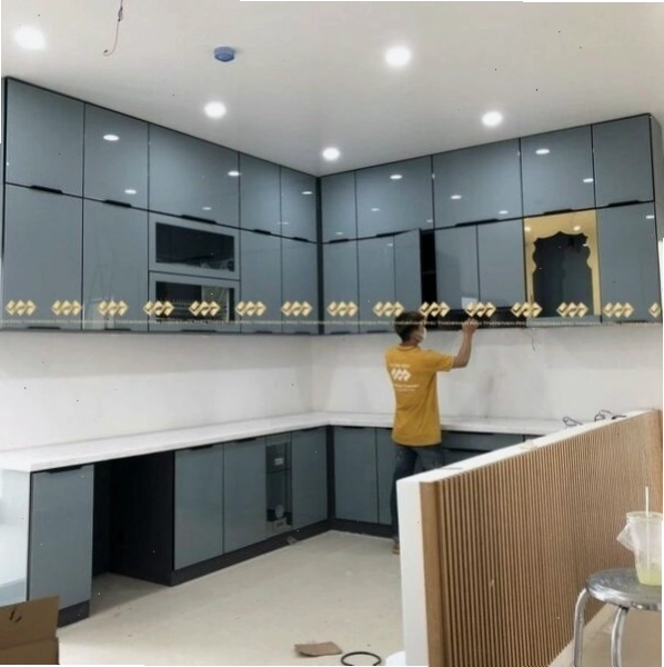 Tủ bếp inox cánh kính