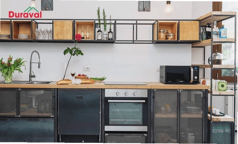 Tủ bếp khung sắt dễ dàng tháo lắp và di chuyển