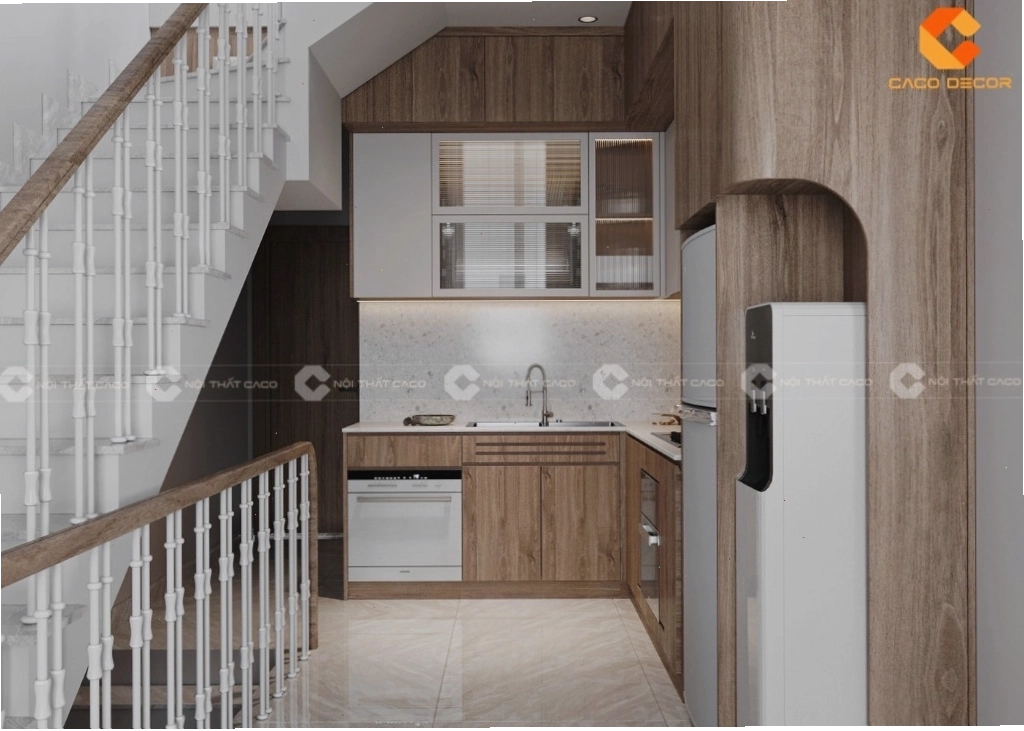 Tủ bếp MDF phủ Melamine với ngăn kéo thông minh