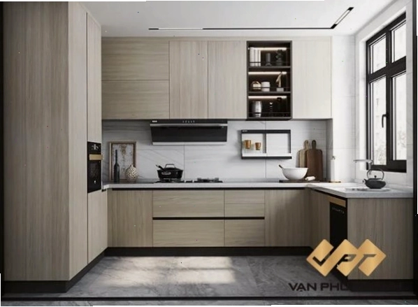 Tủ bếp nhỏ chữ L chất liệu MDF lõi xanh chống ẩm phủ Acrylic
