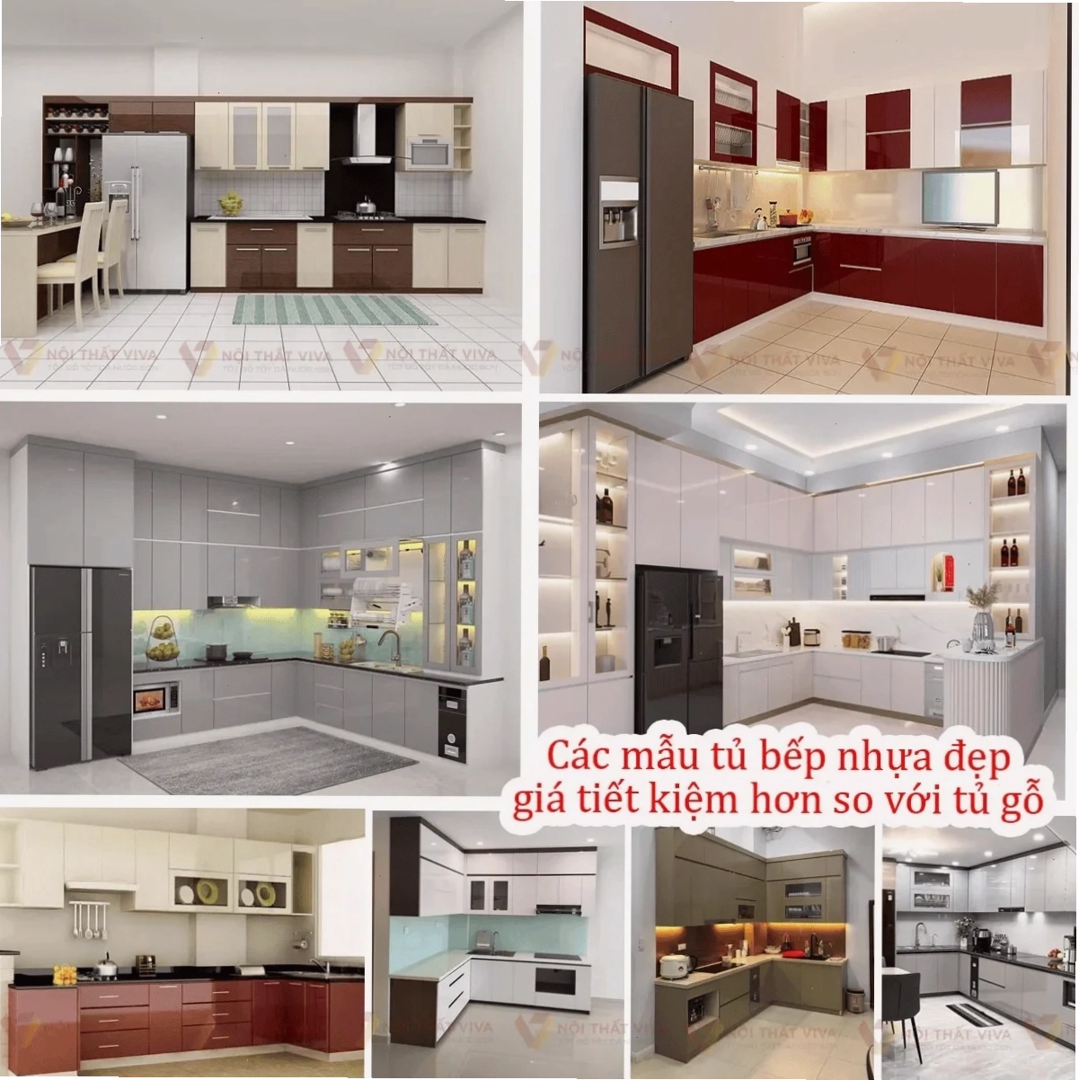 Tủ bếp nhựa cao cấp kết hợp quầy bar mini