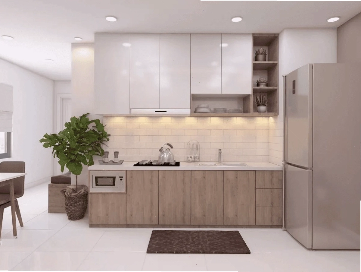 Tủ bếp nhựa cao cấp kiểu dáng chữ L