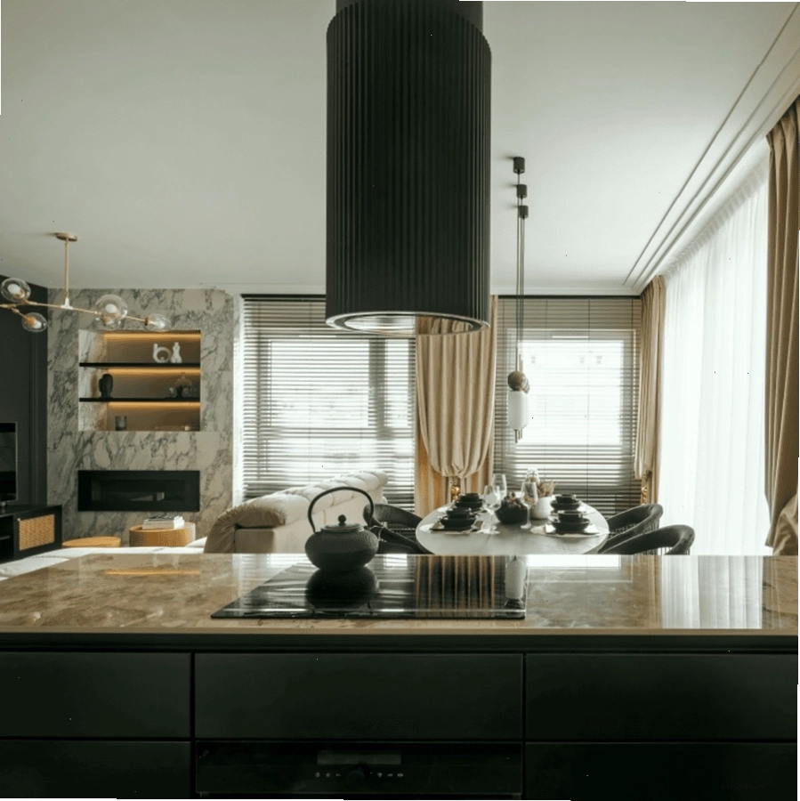 Ứng dụng máy hút mùi đảo bếp Malloca Monoblack K 382B trong không gian bếp nhỏ