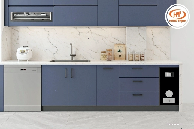 Ứng dụng thực tế mẫu đá Quartz Calacatta Lux cho hạng mục bàn bếp