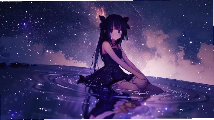 Anime girl in galaxy background