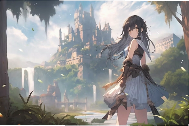 Fantasy scene in anime style