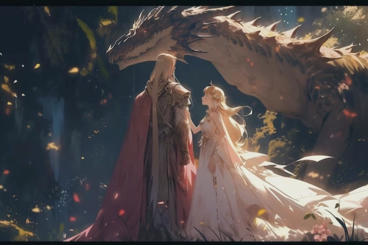 Fantasy scene in anime style