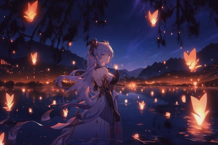 Fantasy scene in anime style