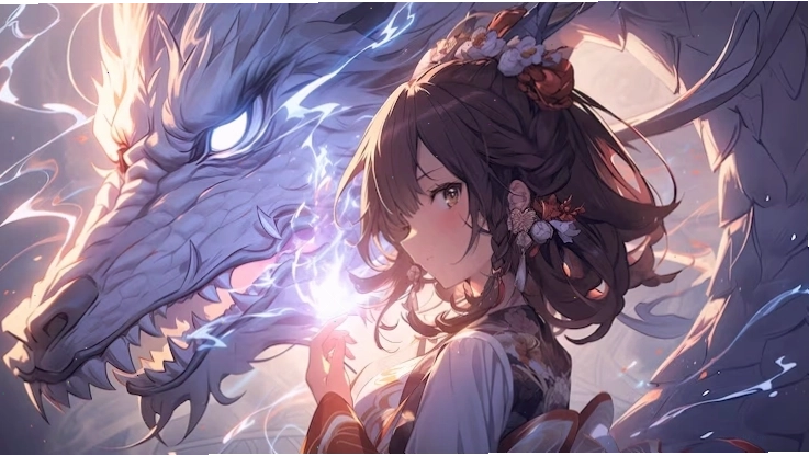 Mythical dragon beast in anime style
