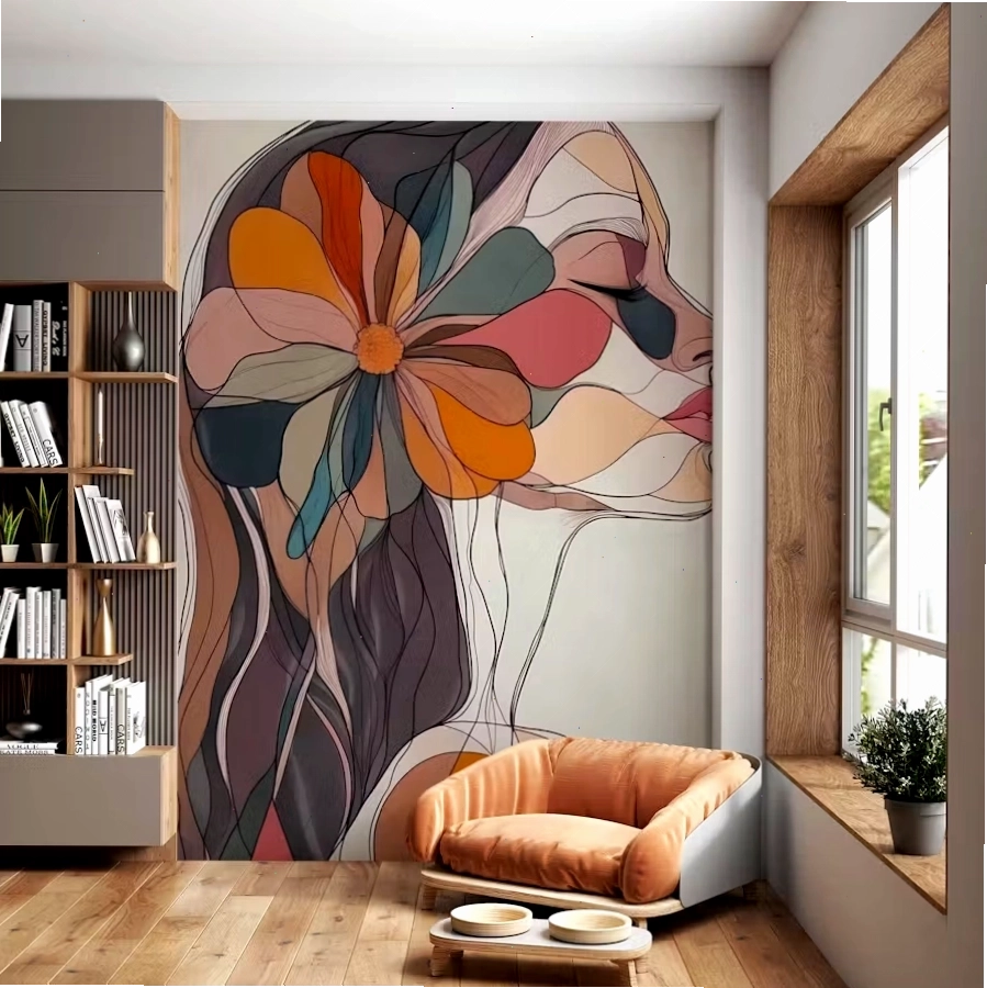 Artistic floral lineart for a feminine living room gallery