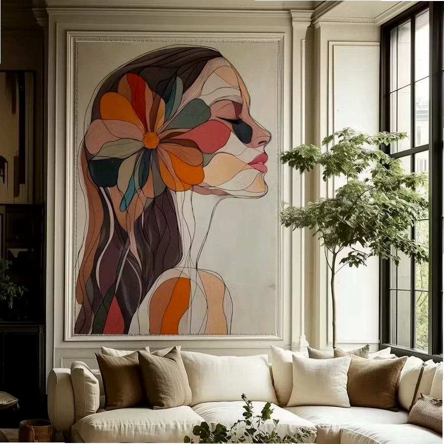 Feminine abstract floral wallpaper with botanical elements