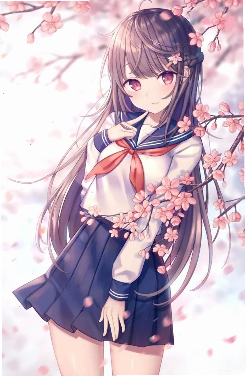 Ảnh anime nữ học sinh ngồi một mình trong mưa, thể hiện nỗi buồn man mác