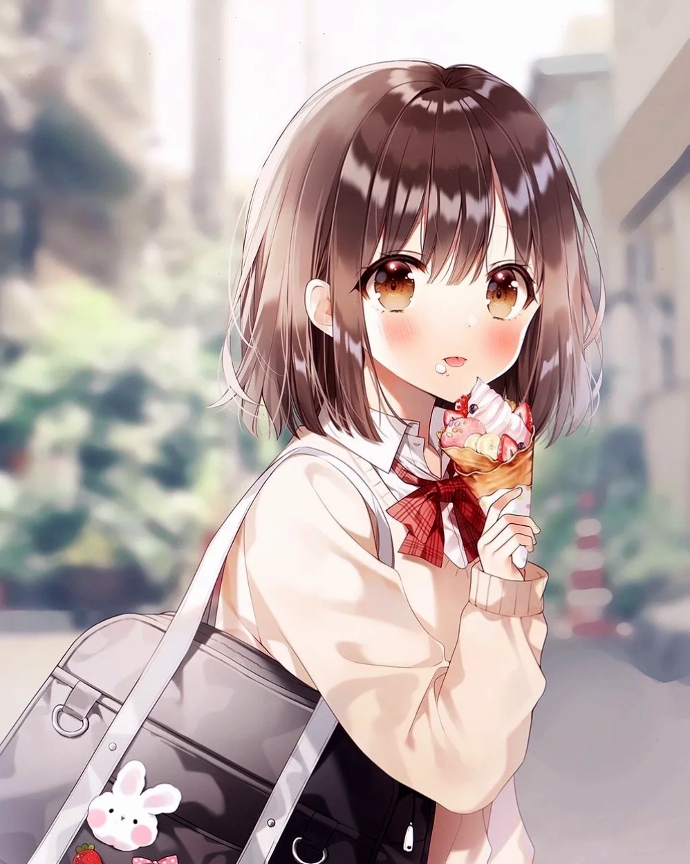 Ảnh anime nữ học sinh với phong thái lạnh lùng và trang phục cá tính