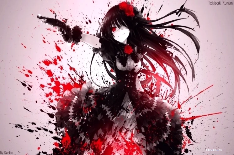 Ảnh anime nữ trắng đen theo phong cách manga line art