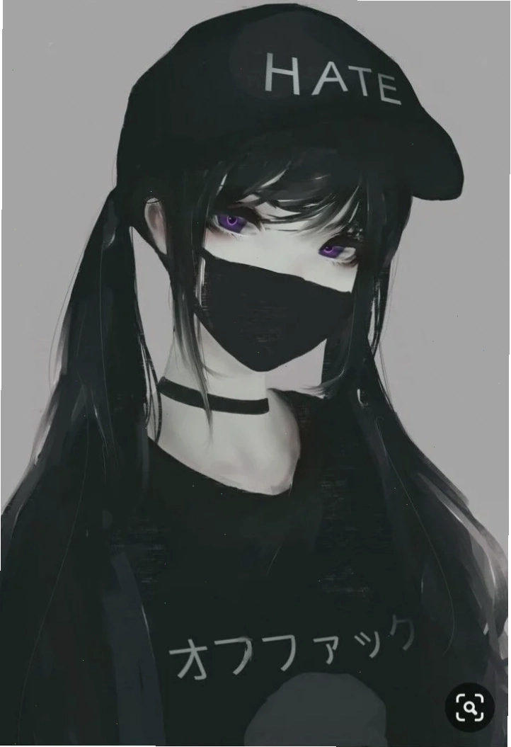 Anime girl lạnh lùng cá tính tóc dài trong trang phục streetwear