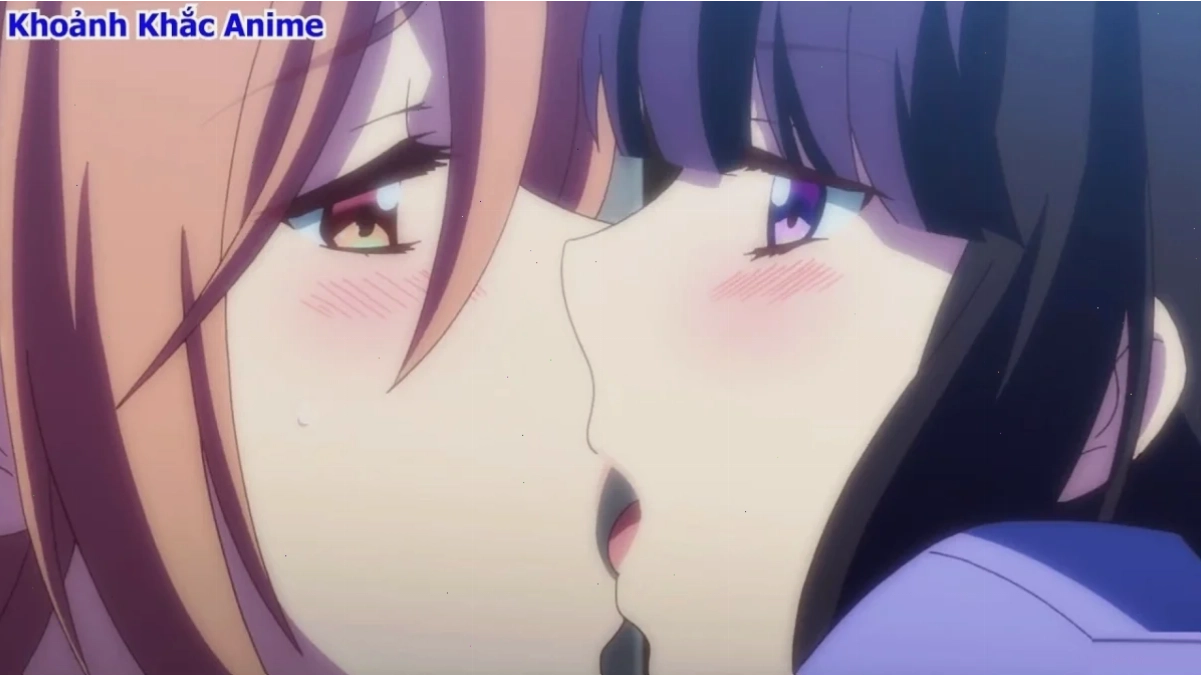 Hai cô gái anime nhìn nhau đắm đuối trước khi trao nụ hôn