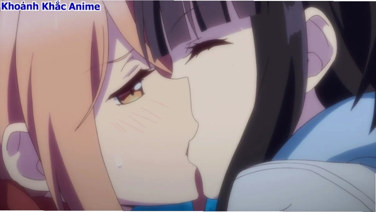 Hai cô gái anime trao nhau nụ hôn nồng cháy dưới ánh trăng