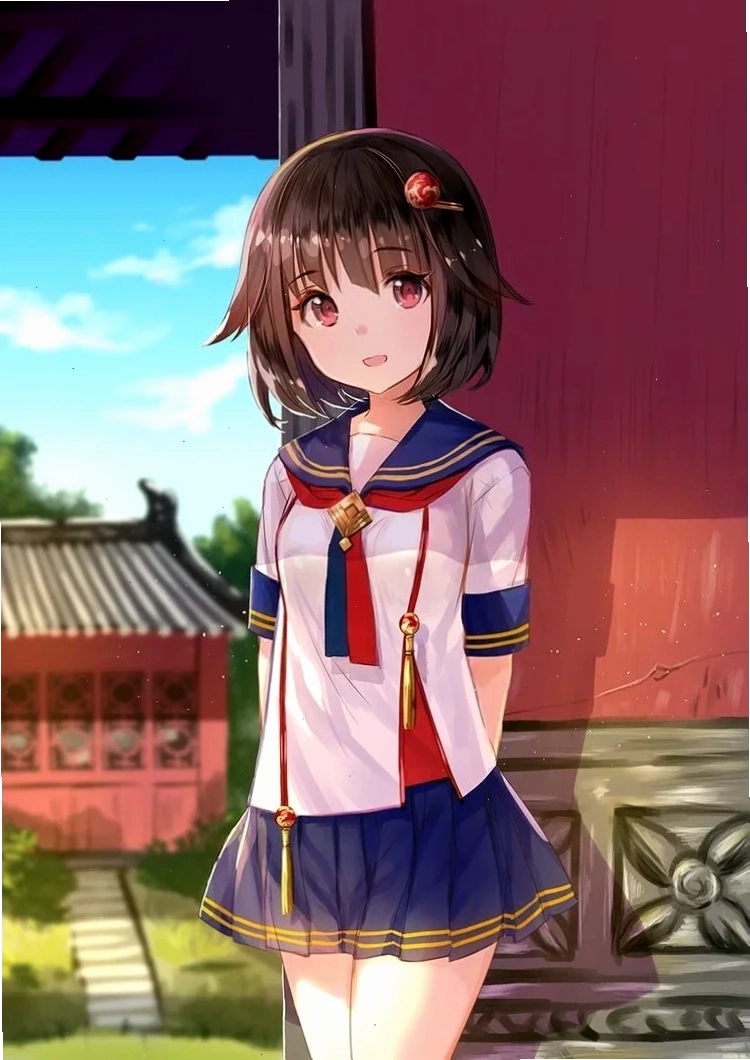 Tsukihi Araragi anime girl tóc ngắn dễ thương với kẹp tóc trứng ốp la