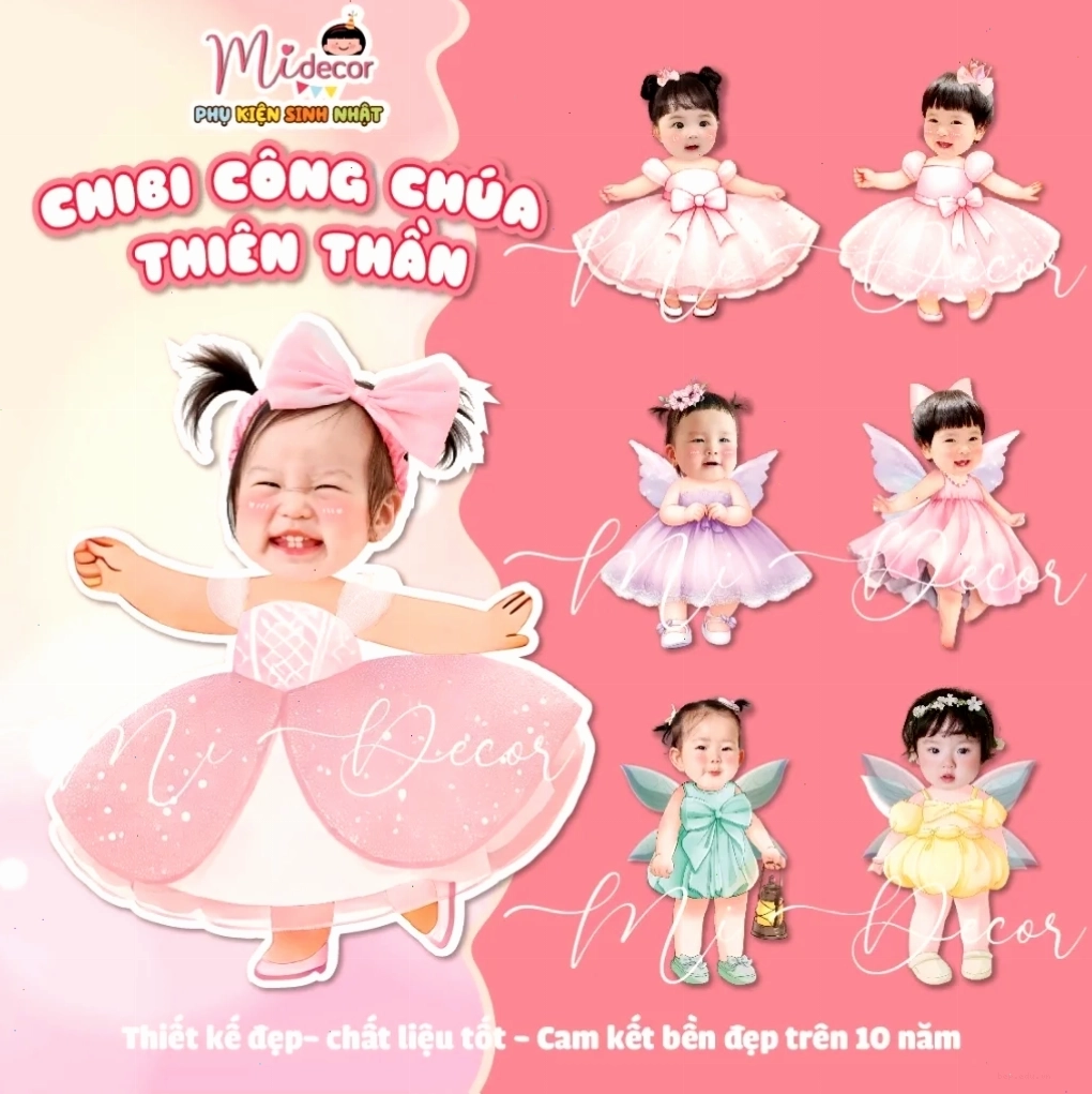 Ảnh chibi công chúa thiên thần với đôi cánh trắng muốt