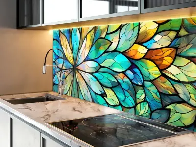Kính ốp bếp hoa văn - Giải pháp tô điểm không gian nổi bật