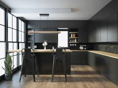 Tận hưởng không gian bếp hiện đại với quầy bar gia đình