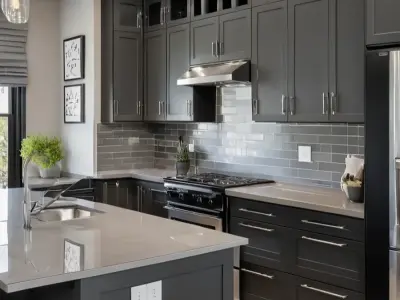 Top mẫu tủ bếp màu ghi dẫn đầu xu hướng nội thất hiện nay