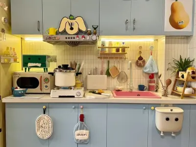 Những mẫu tủ bếp màu xanh tinh tế mang phong cách Châu Âu