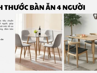 Kích thước bàn ăn 4 người chuẩn và các yếu tố cần lưu ý