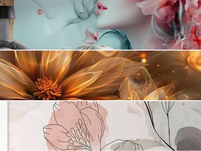 Artistic abstract floral wallpaper for feminine room ideas in 2026
